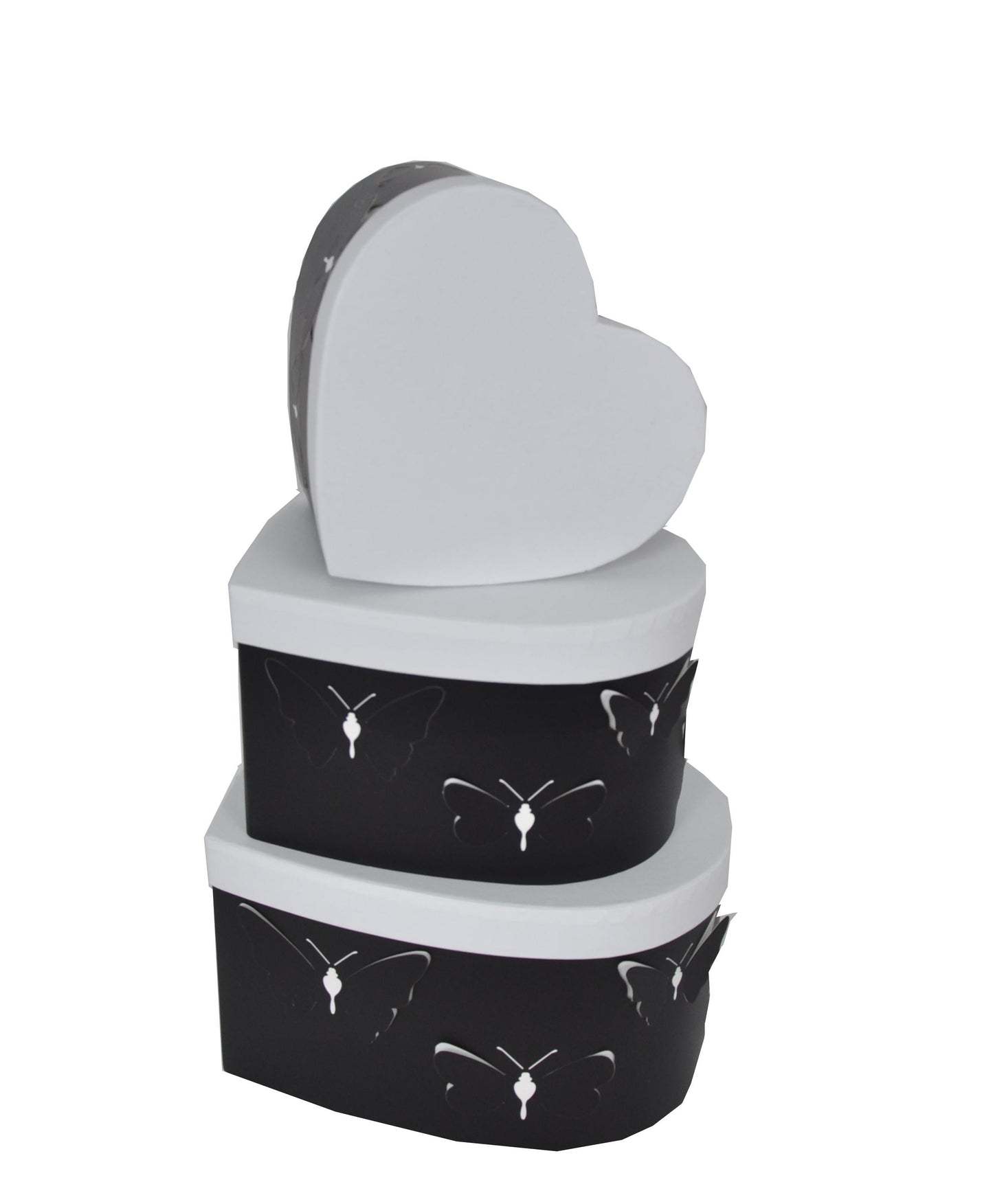 Set 3 Cutii Tip Inima cu Fluturi pentru Flori H12-H15