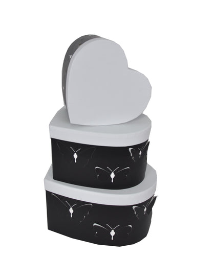 Set 3 Cutii Tip Inima cu Fluturi pentru Flori H12-H15