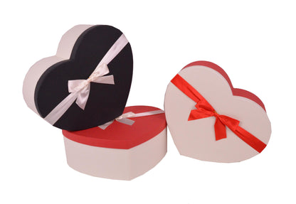 Set 3 Cutii Tip Inima Mare in Doua Culori pentru Flori H12-H15.5