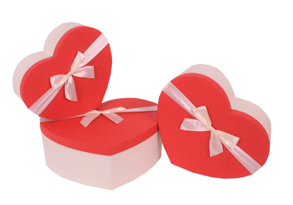 Set 3 Cutii Tip Inima Mare in Doua Culori pentru Flori H12-H15.5