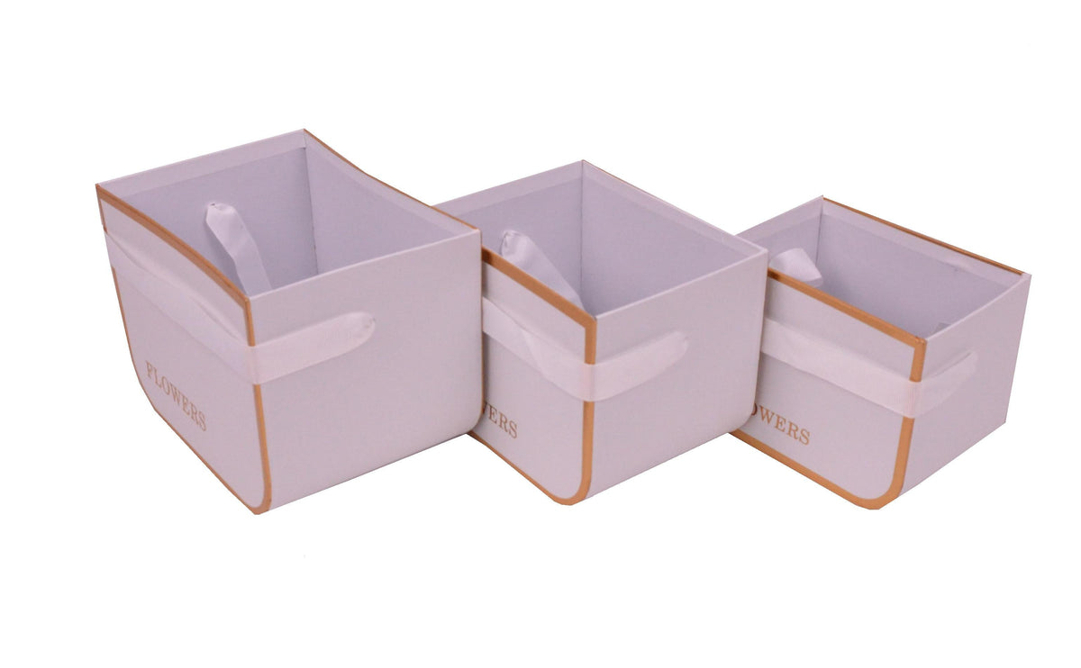 Set 3 ghivece dreptunghiulare din carton uni