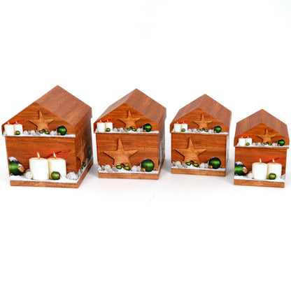 Set 4 cutii casuta model Craciun