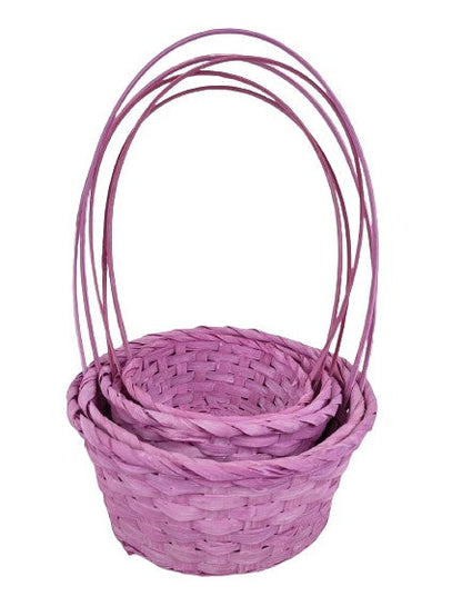 Set 5 cosuri rotunde din bambus cu o toarta