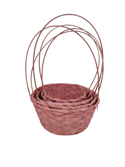 Set 5 cosuri rotunde din bambus cu o toarta