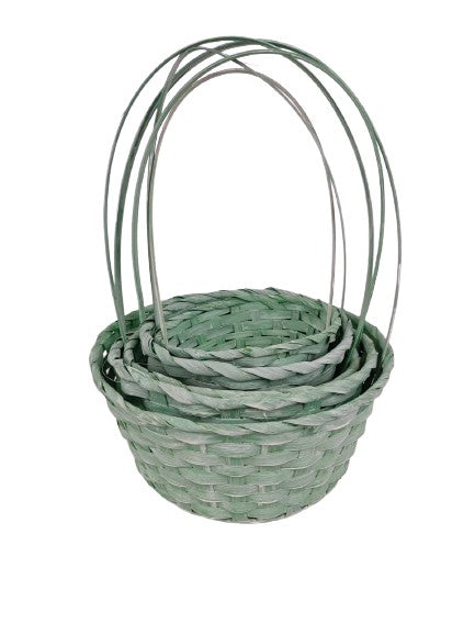 Set 5 cosuri rotunde din bambus cu o toarta