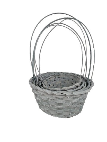 Set 5 cosuri rotunde din bambus cu o toarta