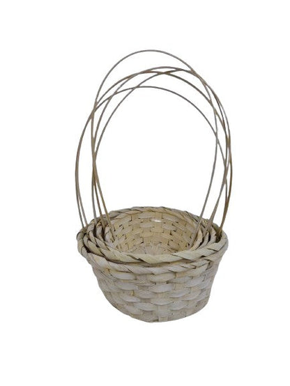 Set 5 cosuri rotunde din bambus cu o toarta