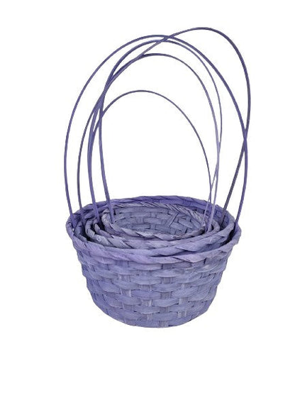 Set 5 cosuri rotunde din bambus cu o toarta