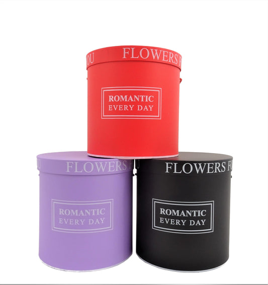 Set 5 cutii rotunde uni cu inscriptie