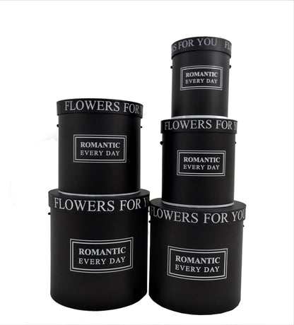 Set 5 Cutii Rotunde Uni cu Inscriptie "Romantic Every Day" H17-H25