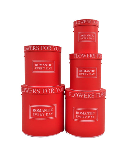 Set 5 Cutii Rotunde Uni cu Inscriptie "Romantic Every Day" H17-H25