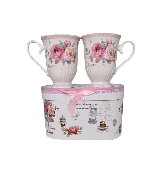 Set doua canute vintage din portelan in cutie ovala