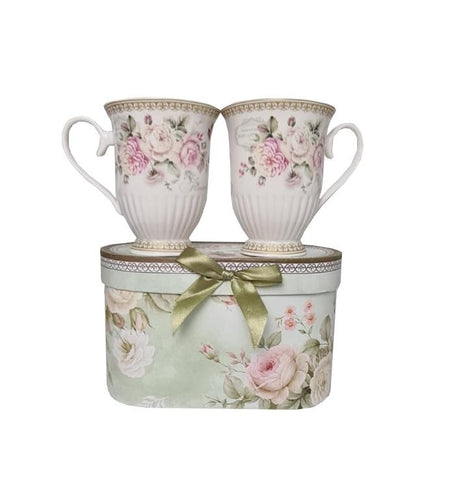 Set doua canute vintage din portelan in cutie ovala