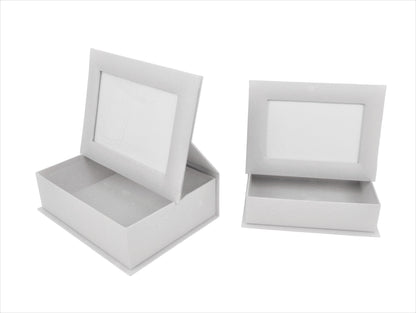 Set 2 Cutii Dreptunghiulare Uni cu Rama Foto pe Capac pentru Flori H5.5-H7