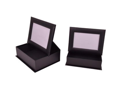 Set 2 Cutii Dreptunghiulare Uni cu Rama Foto pe Capac pentru Flori H5.5-H7