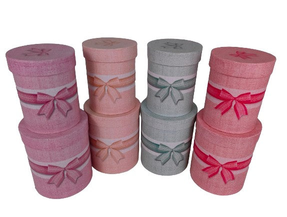 Set 2 Cutii Rotunde cu Funda pentru Flori H15-H17