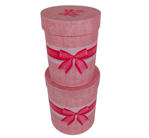 Set 2 Cutii Rotunde cu Funda pentru Flori H15-H17