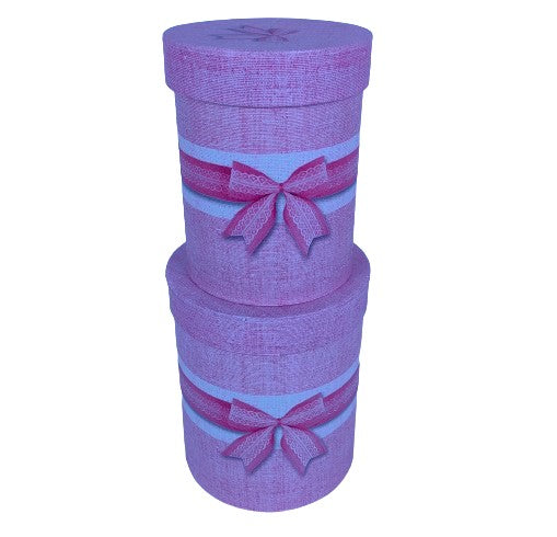 Set 2 Cutii Rotunde cu Funda pentru Flori H15-H17