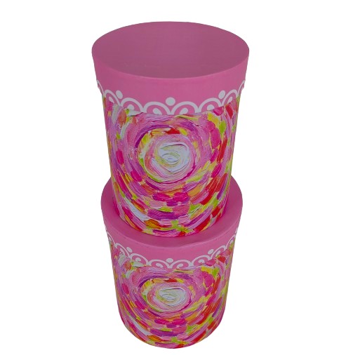 Set doua cutii rotunde cu imprimeu