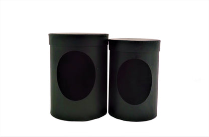 Set doua cutii rotunde uni cu decupaj