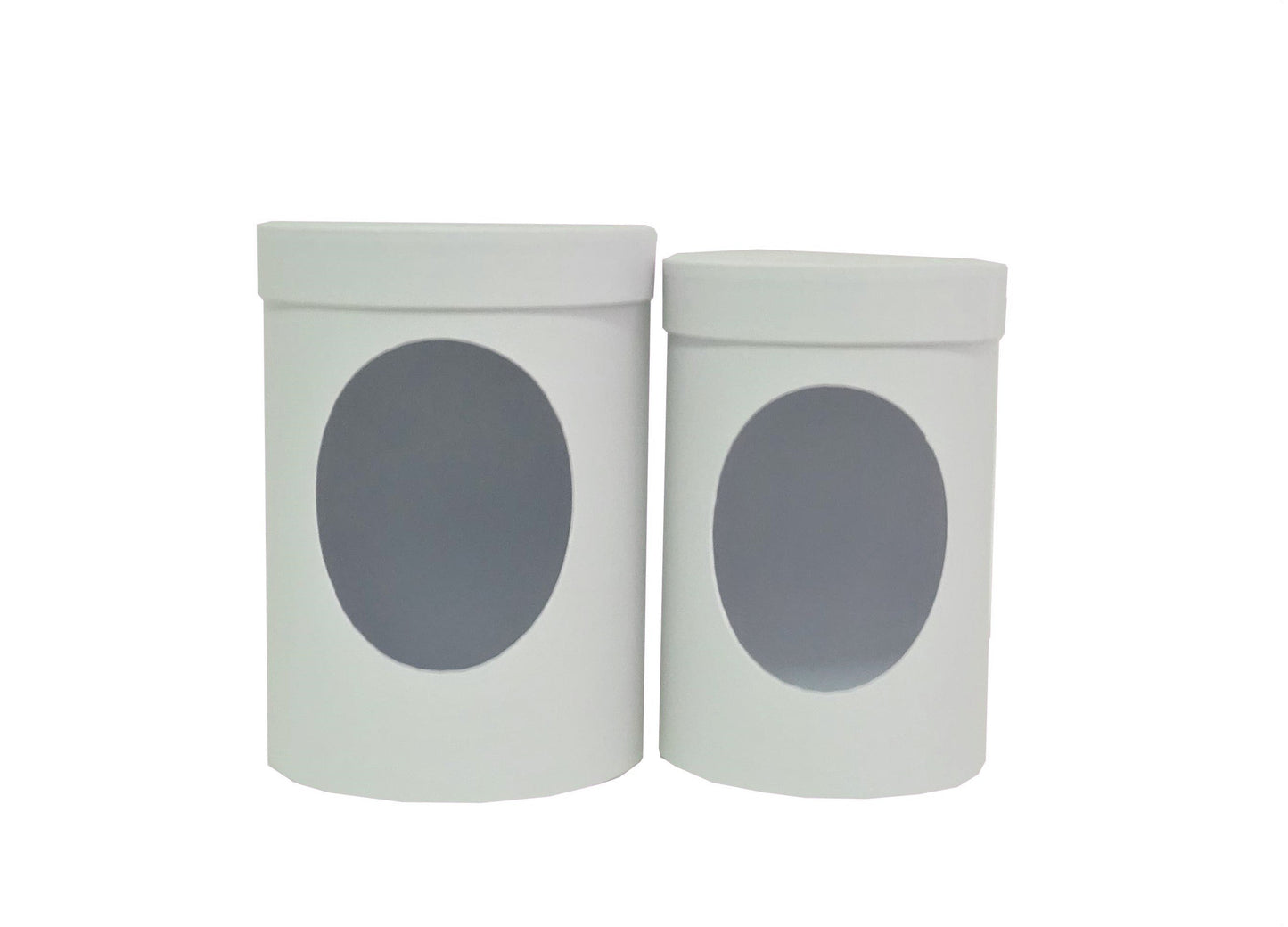 Set doua cutii rotunde uni cu decupaj