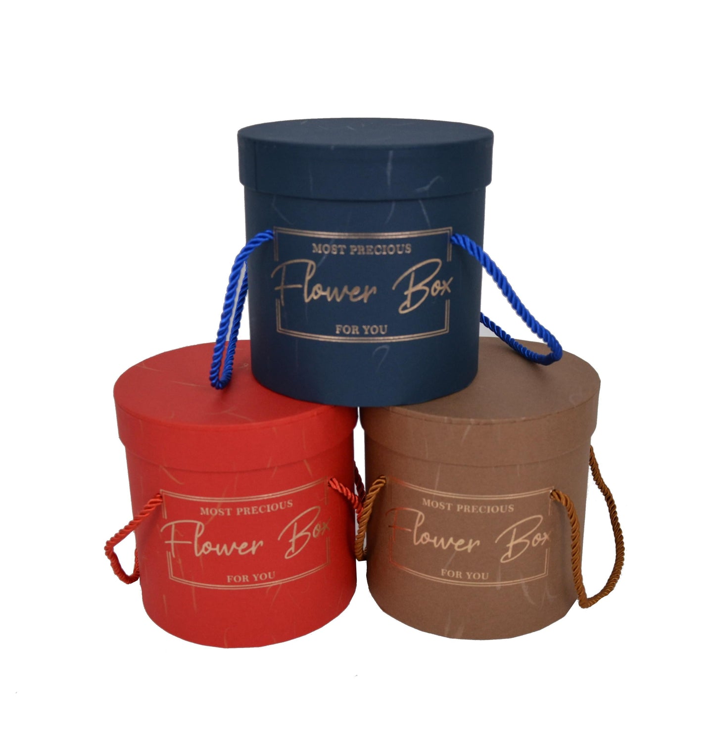 Set 2 Cutii Rotunde Uni cu Inscriptie pentru Flori "Flower Box" H12-H14