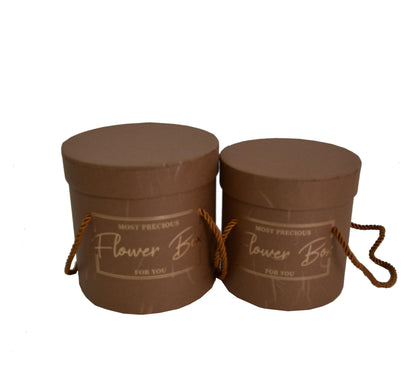 Set 2 Cutii Rotunde Uni cu Inscriptie pentru Flori "Flower Box" H12-H14