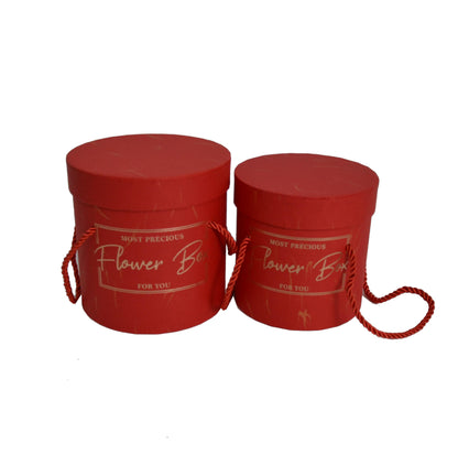 Set 2 Cutii Rotunde Uni cu Inscriptie pentru Flori "Flower Box" H12-H14