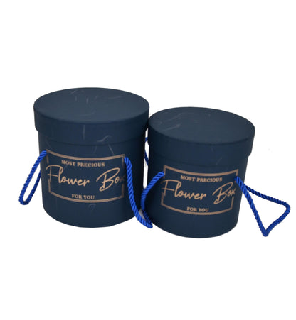 Set 2 Cutii Rotunde Uni cu Inscriptie pentru Flori "Flower Box" H12-H14