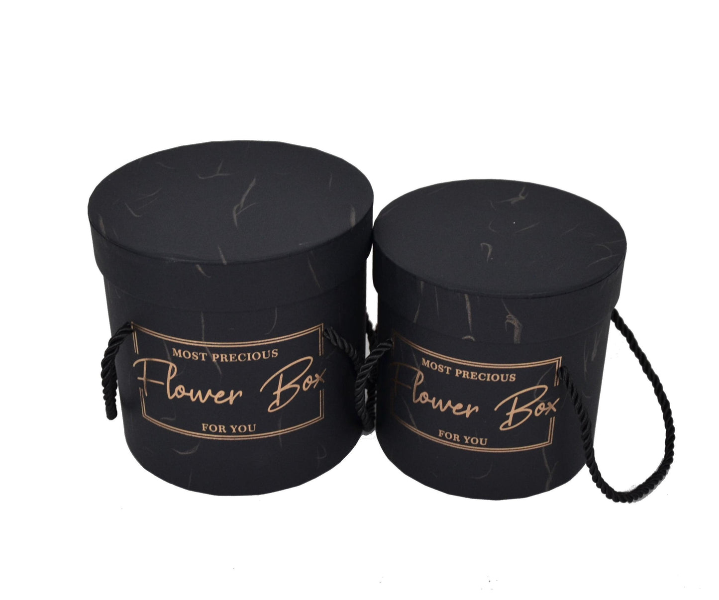 Set 2 Cutii Rotunde Uni cu Inscriptie pentru Flori "Flower Box" H12-H14