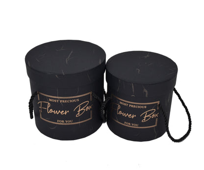 Set 2 Cutii Rotunde Uni cu Inscriptie pentru Flori "Flower Box" H12-H14