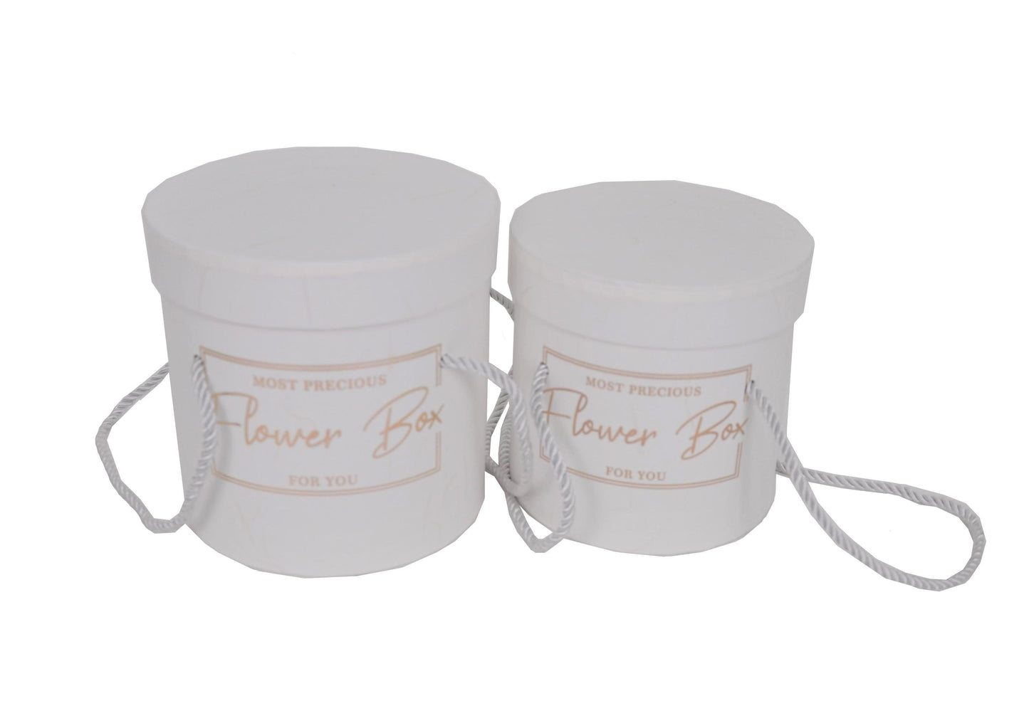Set 2 Cutii Rotunde Uni cu Inscriptie pentru Flori "Flower Box" H12-H14