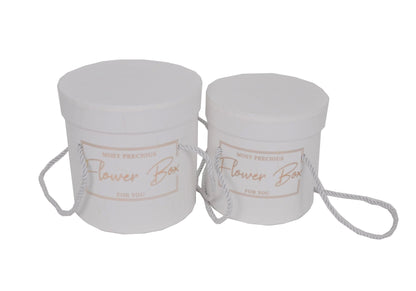 Set 2 Cutii Rotunde Uni cu Inscriptie pentru Flori "Flower Box" H12-H14