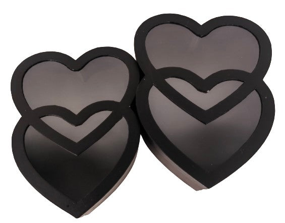 Set 2 Cutii Tip Inima Intersectata cu Capac Transparent pentru Flori H8.5-H9.5