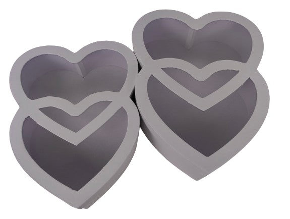 Set 2 Cutii Tip Inima Intersectata cu Capac Transparent pentru Flori H8.5-H9.5