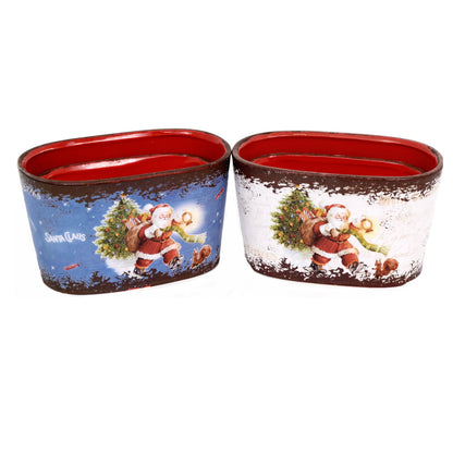 Set doua ghivece ceramice, ovale model Craciun