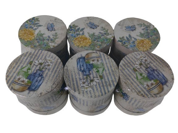 Set 12 Cutii Rotunde Mici cu Imprimeu Foto pentru Flori H5