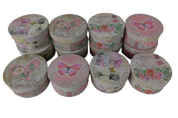 Set 12 Cutii Rotunde Mici cu Imprimeu Foto pentru Flori H5