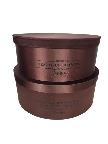 Set doua cutii rotunde satinate uni cu inscriptie