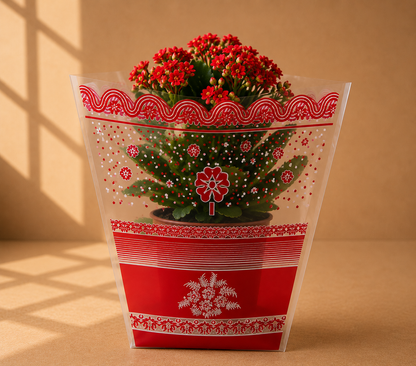Pungi conice pentru ghivece - ornament rosu
