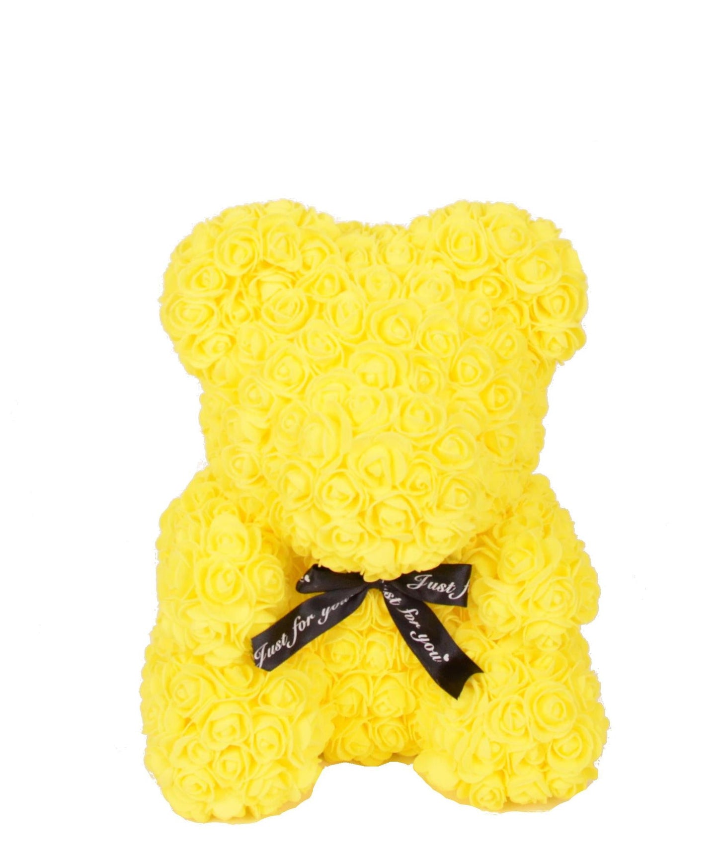 Ursulet din trandafiri de sapun in cutie transparenta H 40