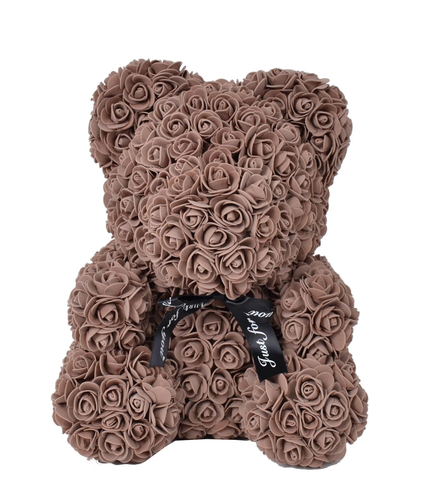 Ursulet din trandafiri de sapun in cutie transparenta H 40