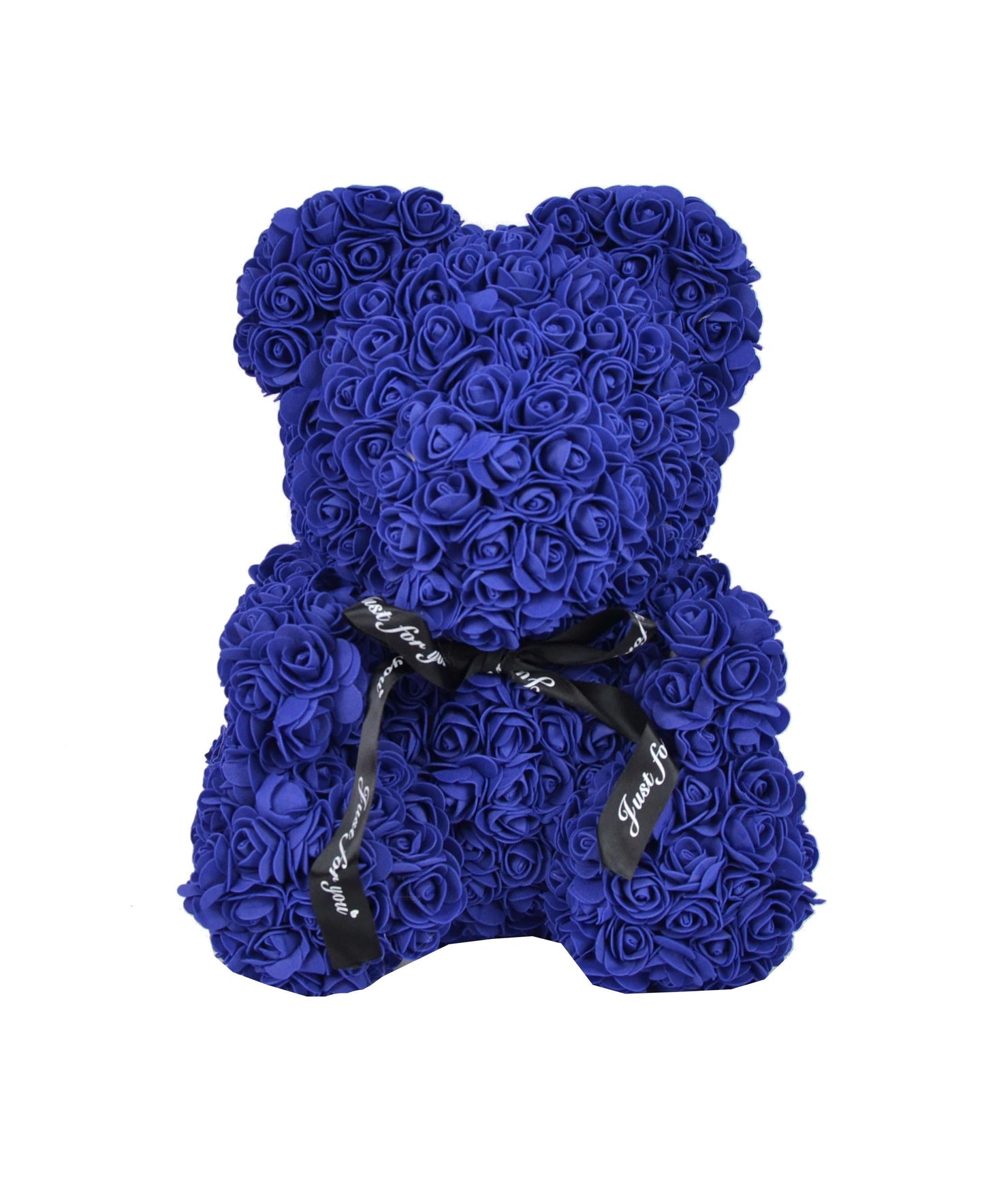 Ursulet din trandafiri de sapun in cutie transparenta H 40