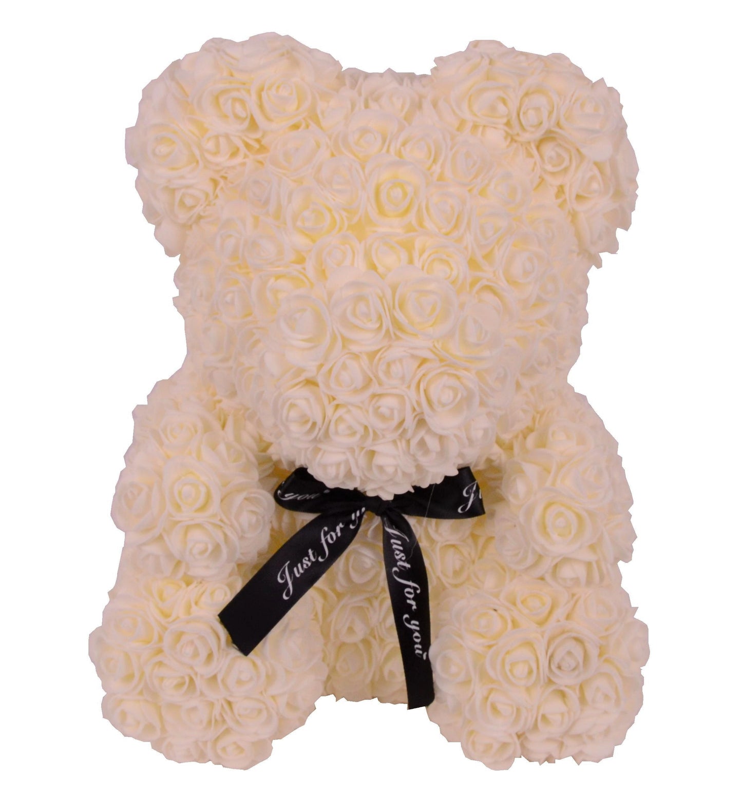 Ursulet din trandafiri de sapun in cutie transparenta H 40