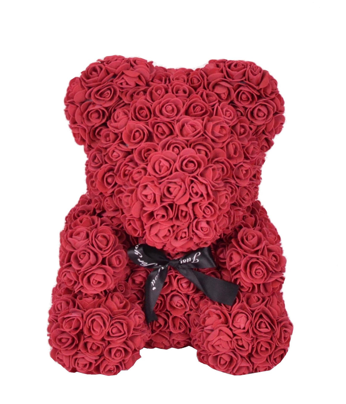 Ursulet din trandafiri de sapun in cutie transparenta H 40