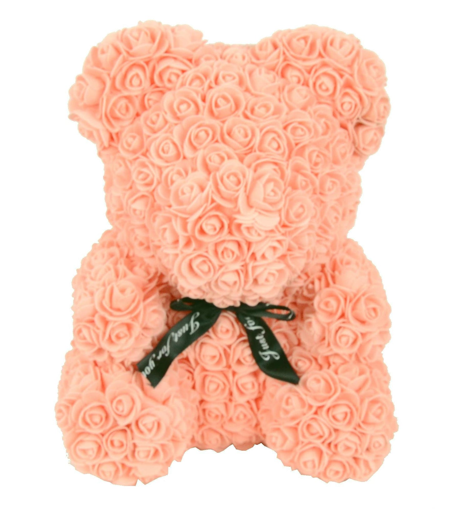 Ursulet din trandafiri de sapun in cutie transparenta H 40