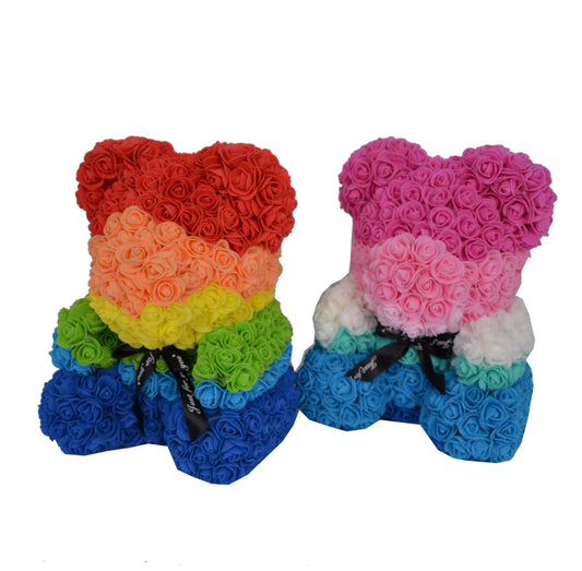 Ursulet din trandafiri degrade de spuma  FARA cutie transparenta H 35
