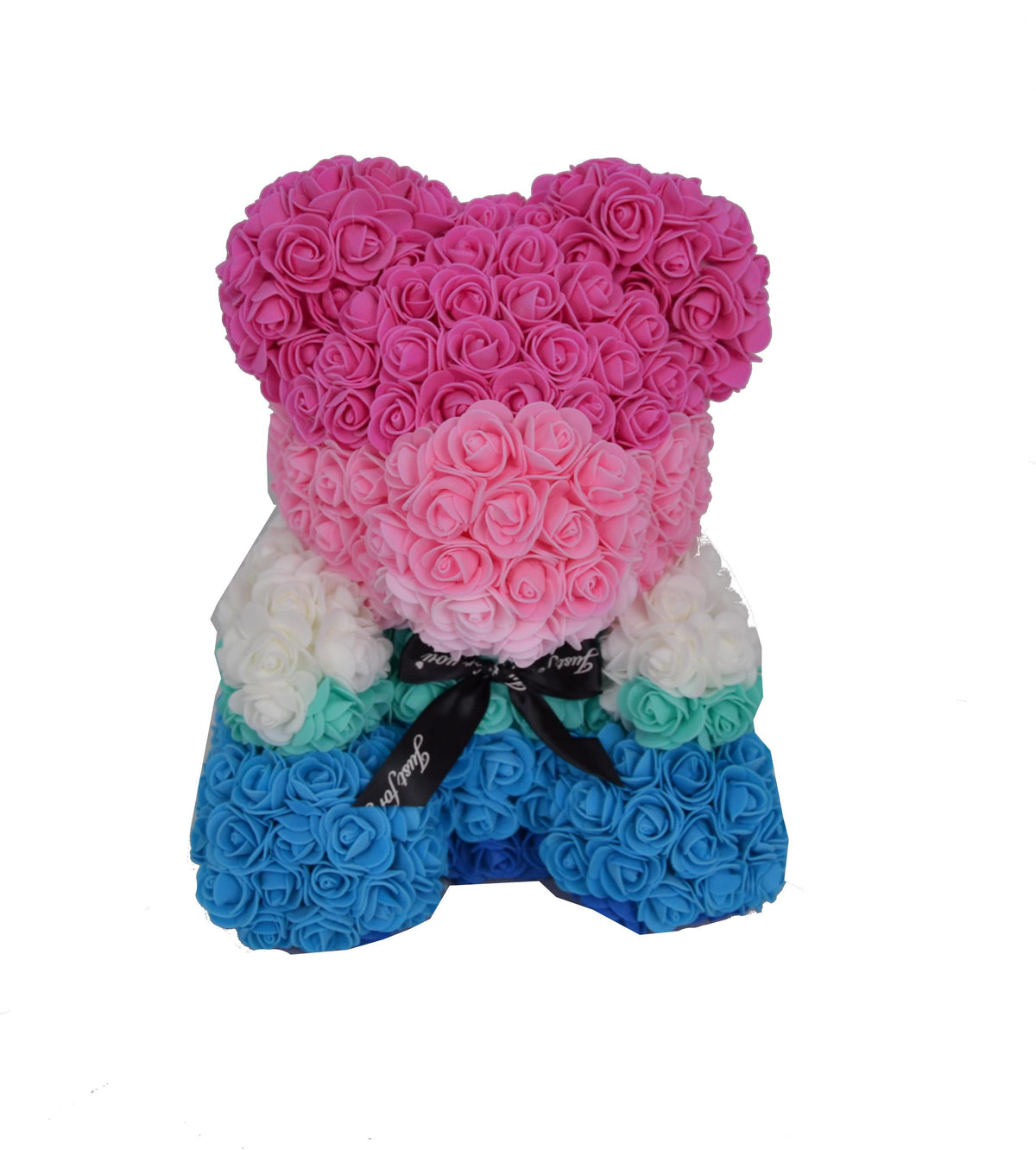 Ursulet din trandafiri degrade de spuma  FARA cutie transparenta H 35