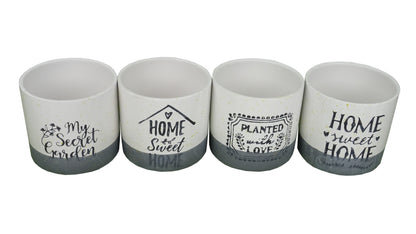 Set 4 vase ceramice rotunde cu imprimeu