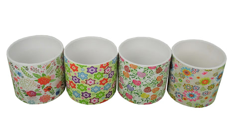 Set 4 vase ceramice rotunde cu imprimeu H 11 M 1